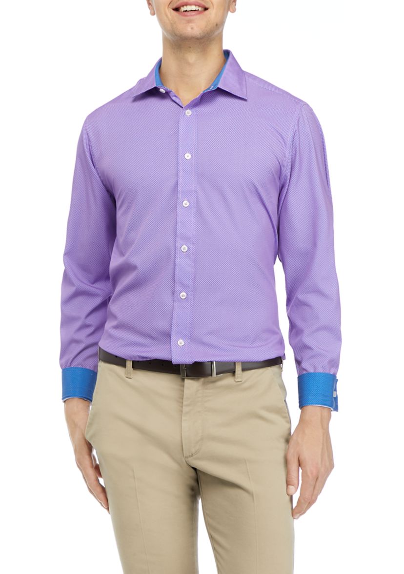 Mens Micro Dot Print Dress Shirt 