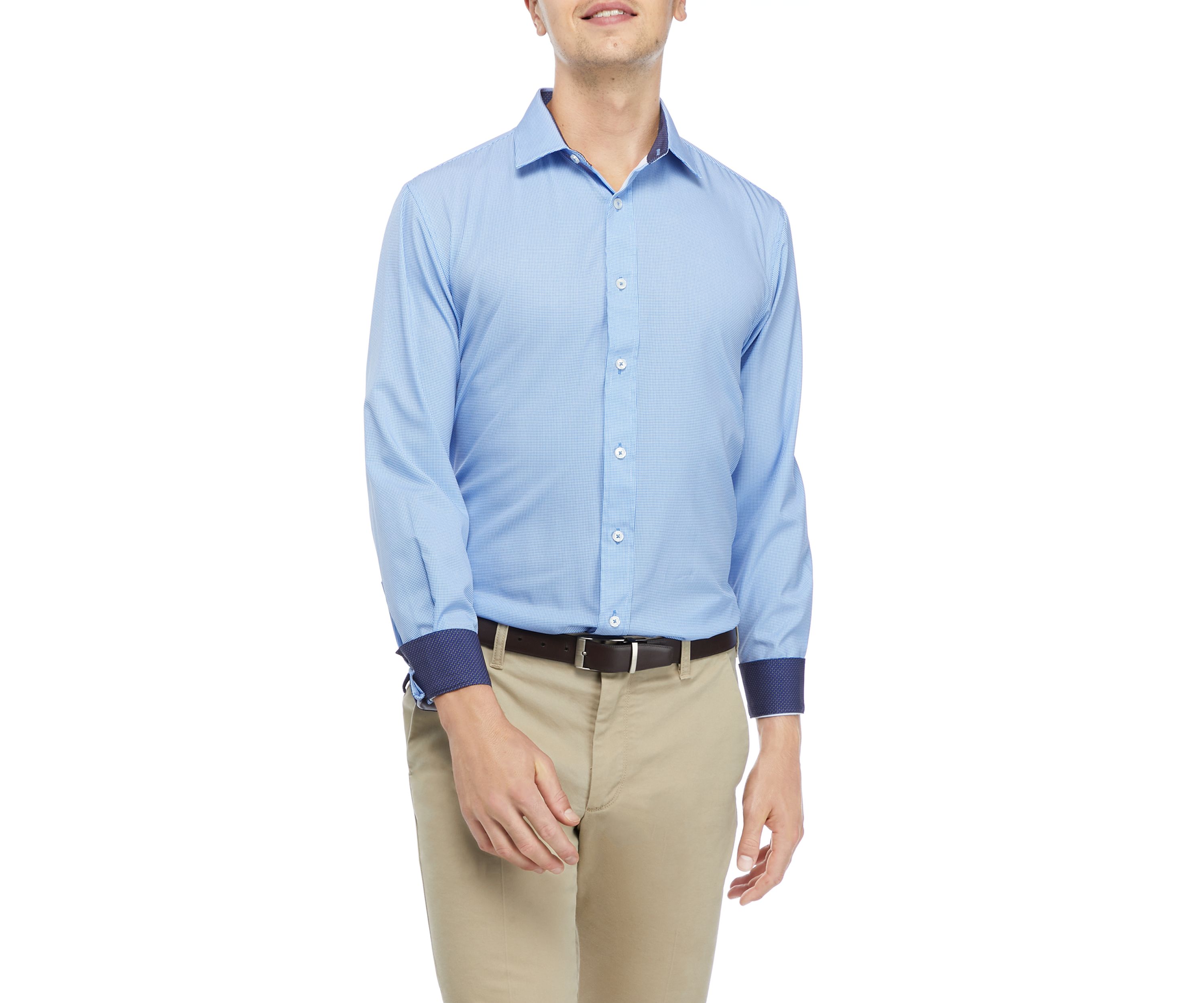 Mens Micro Check Print Dress Shirt