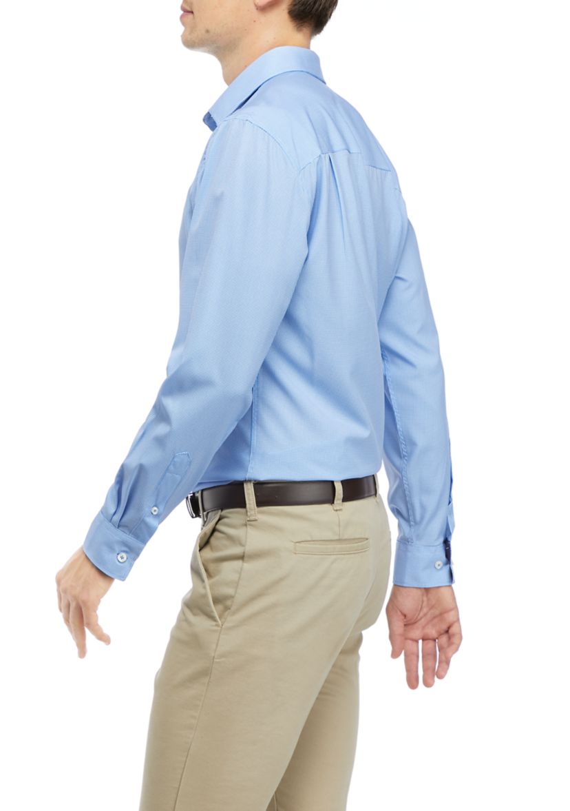 Mens Micro Check Print Dress Shirt