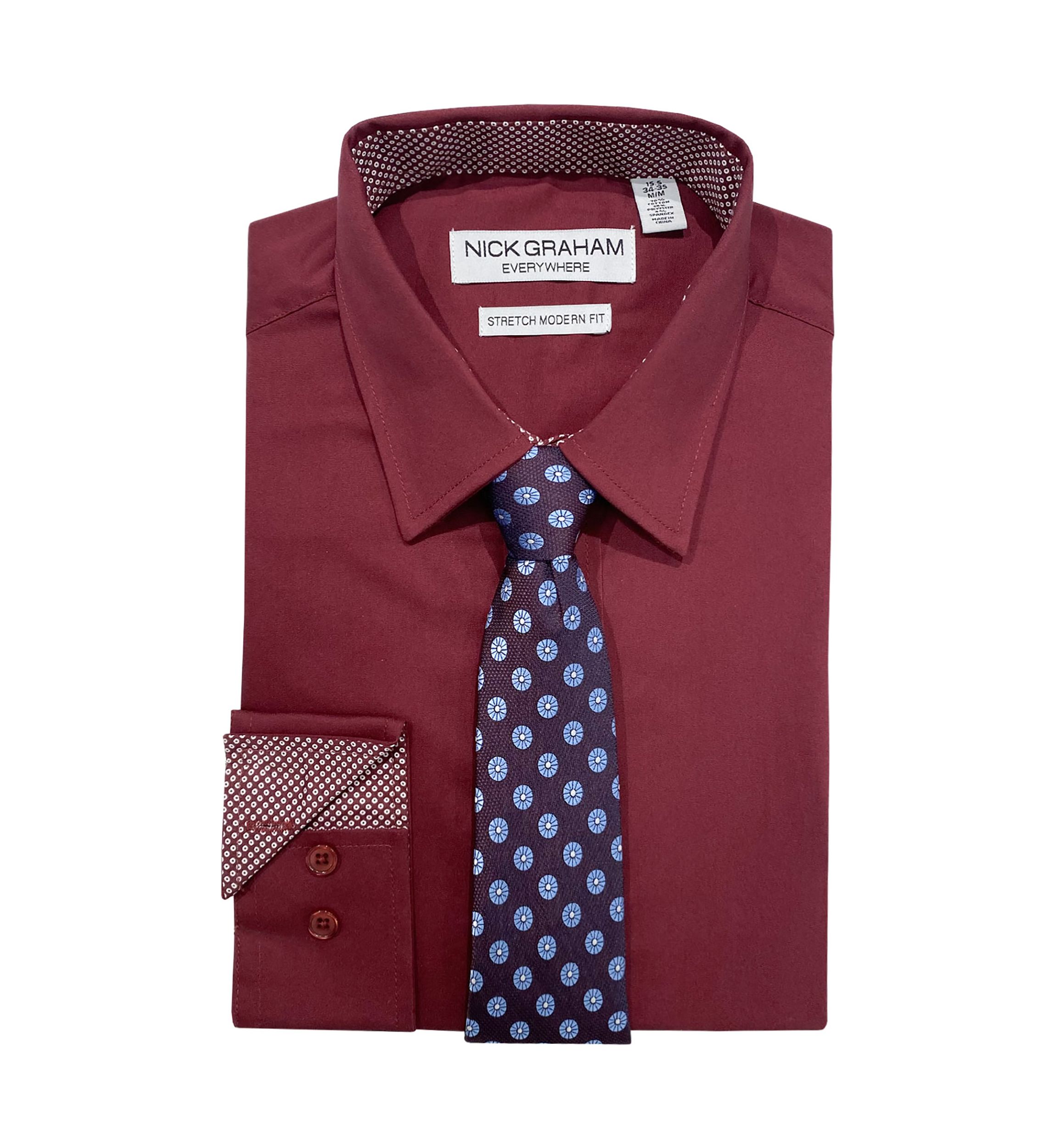 mens burgundy dress shirt and tie Dress Shirt Tie Set Men's Burgundy Daniel Ellissa D1P2 main image 0