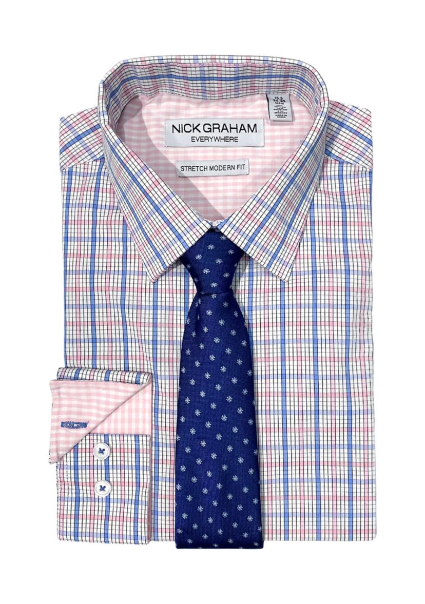 Graph Grid Shirt/Tie Set