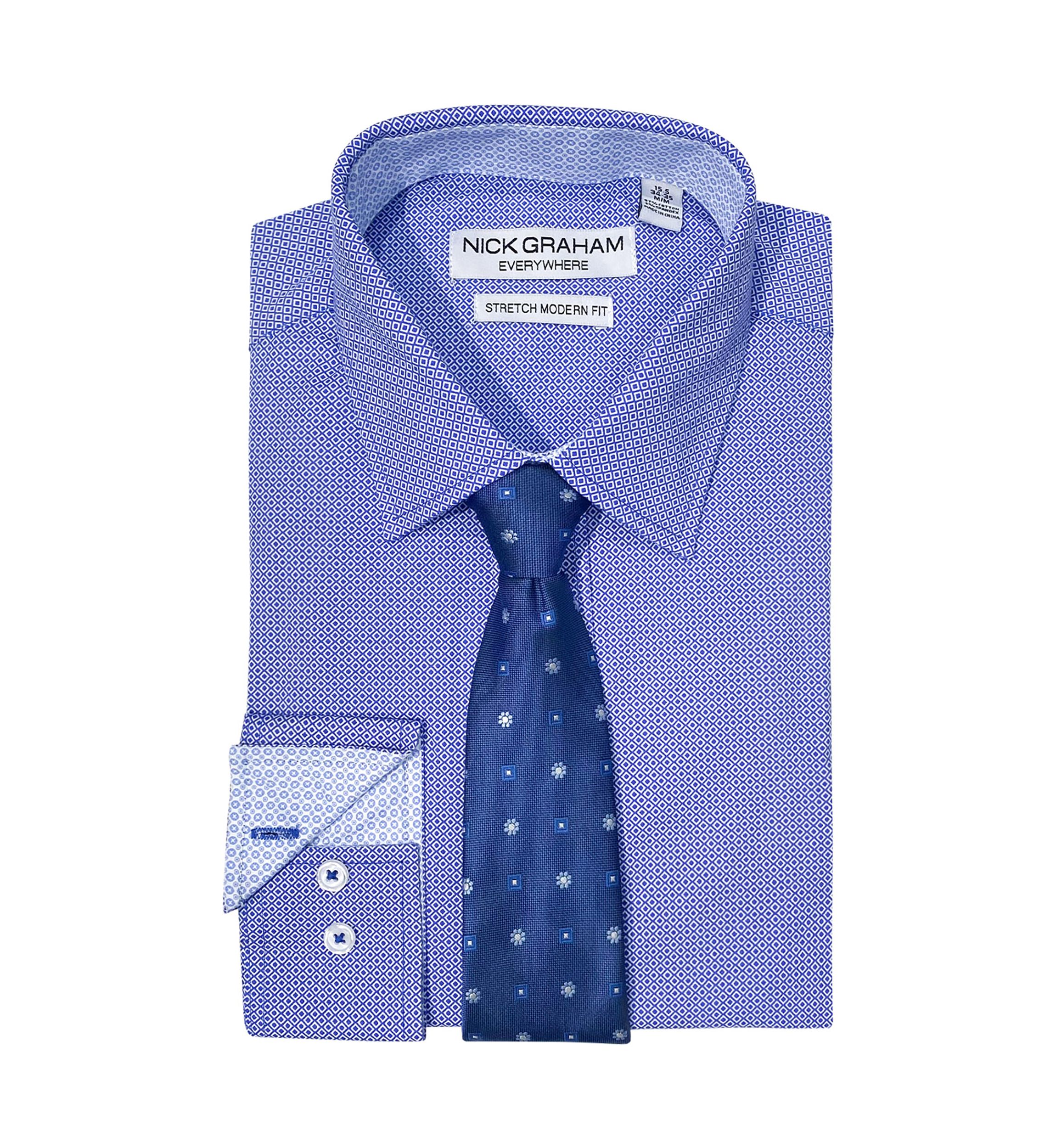 Open Diamond Neat Shirt/Tie Set