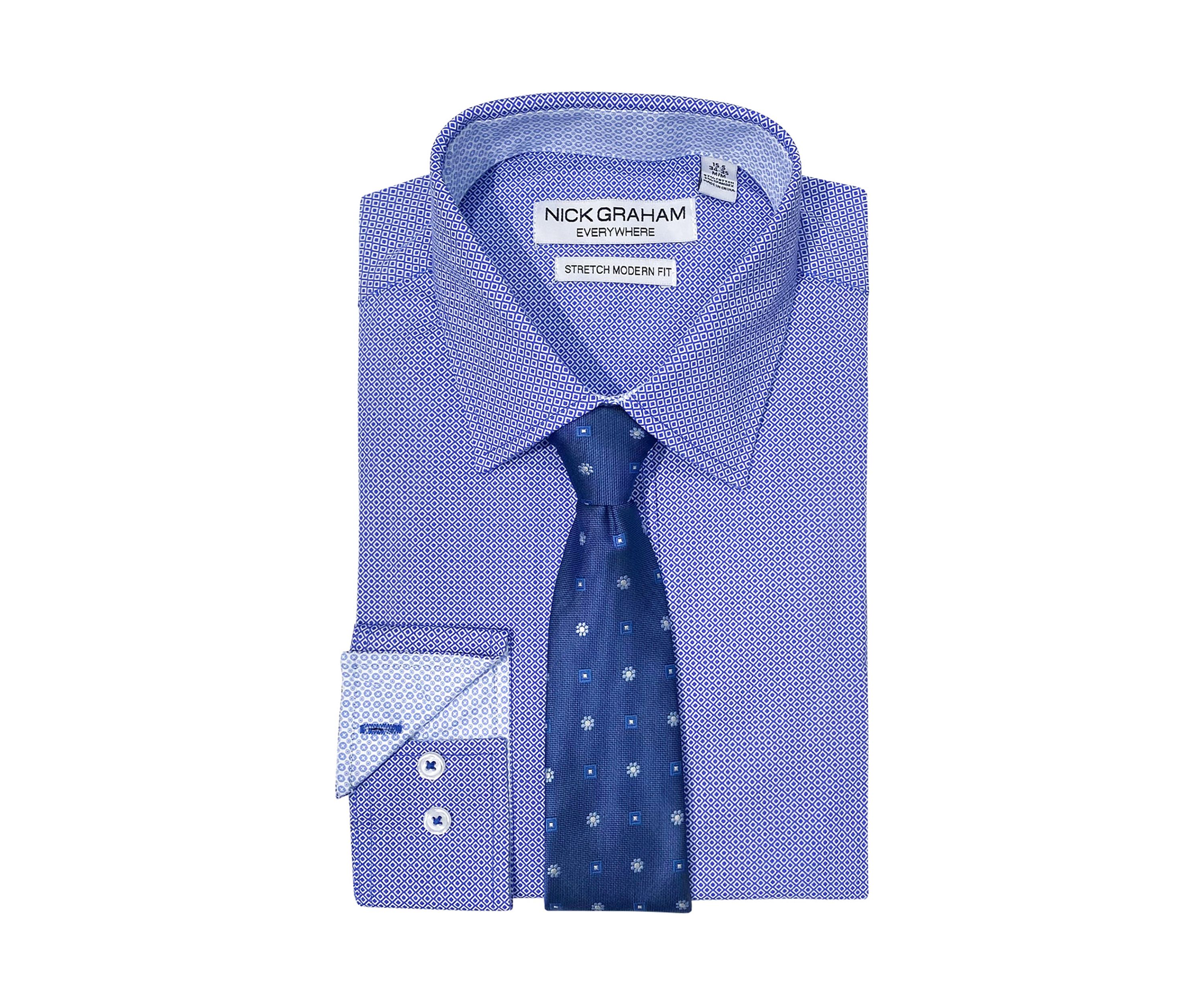 Open Diamond Neat Shirt/Tie Set
