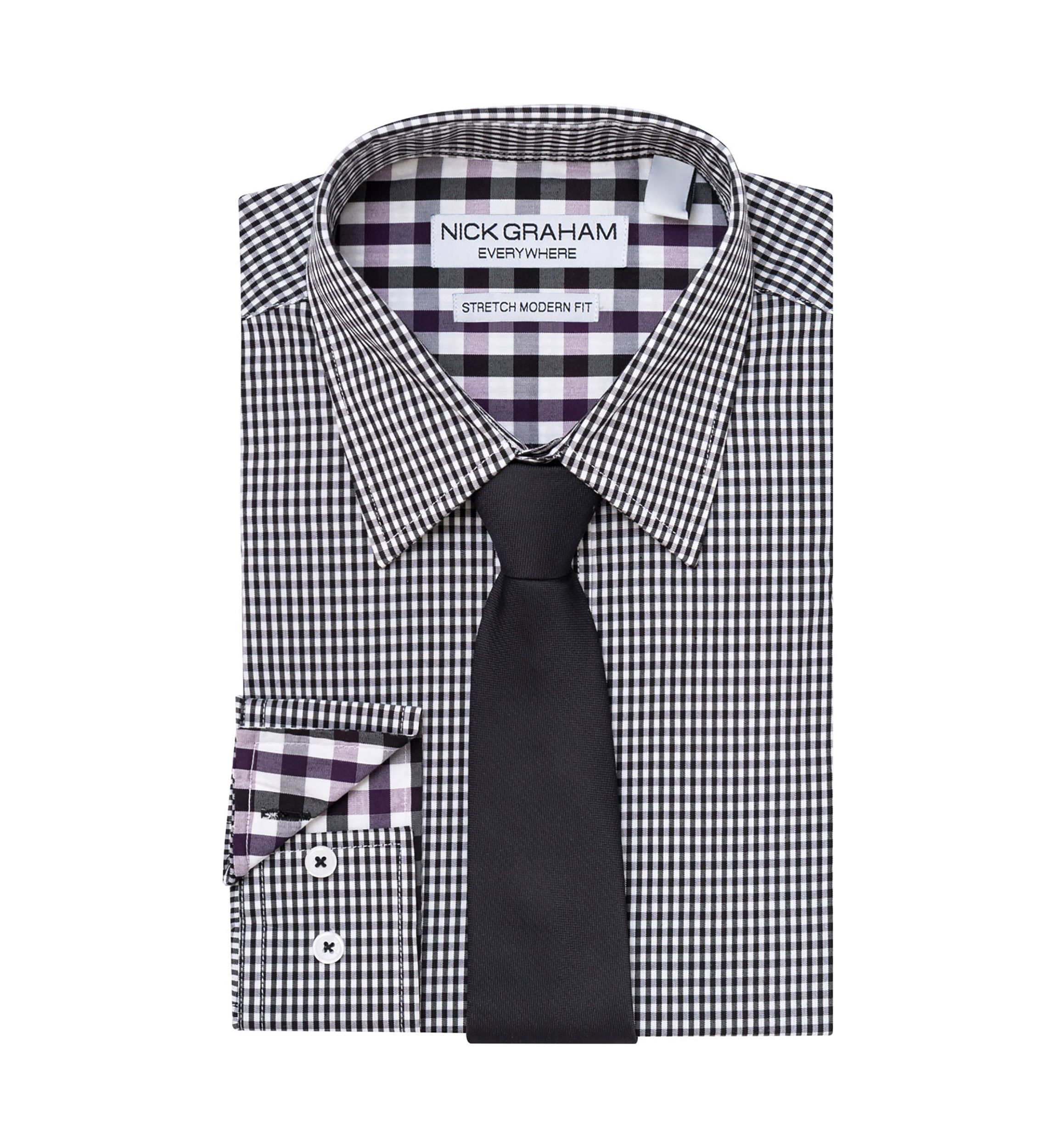 Mens Mini Gingham Shirt and Tie Set