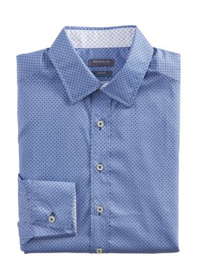 Madison Men's Slim Untucked Check Print Button Down Collar Dress Shirt ...