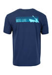 Reel Life Kayak Stripes Ocean Washed Graphic T-Shirt
