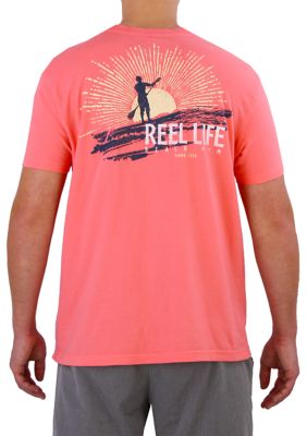 Reel Life Men's Short Sleeve Sunburst Paddle Boarding Graphic T-Shirt ...