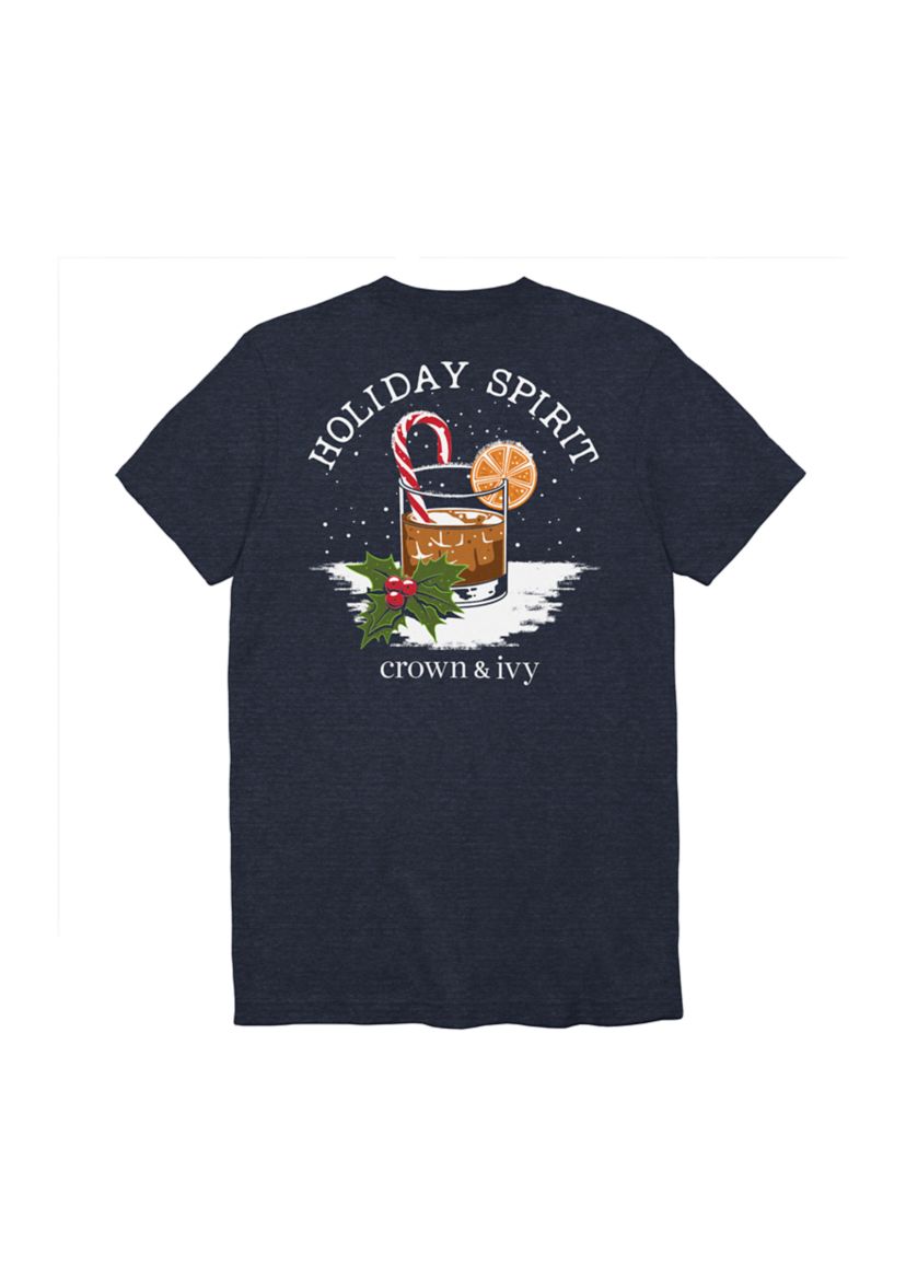 Mens Short Sleeve Holiday Spirits Graphic T-Shirt