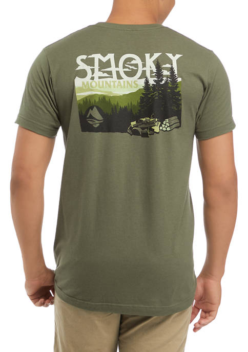 Short Sleeve Smoky Camping Graphic T-Shirt 