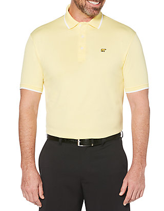 Jack Nicklaus Mens Short Sleeve Solid Polo with Rib & Cuff Tipping
