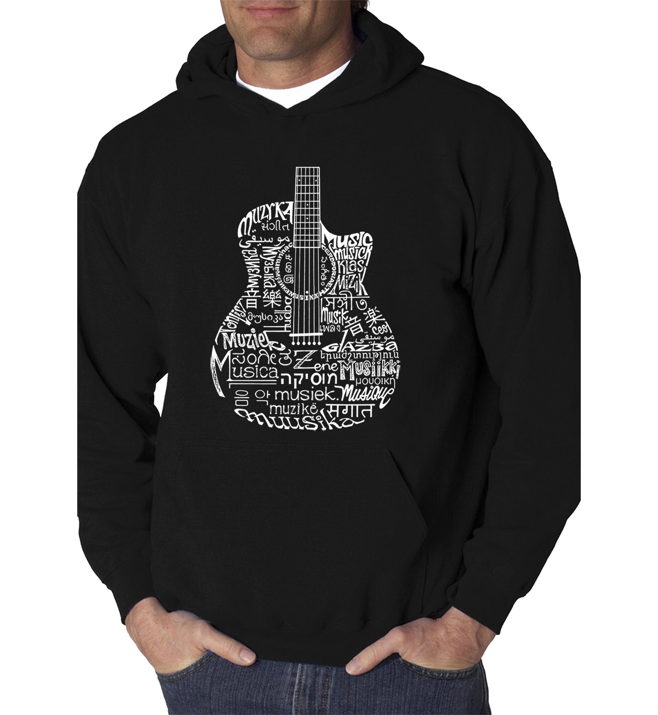 Word Art Hooded Sweatshirt - Languages Guitar