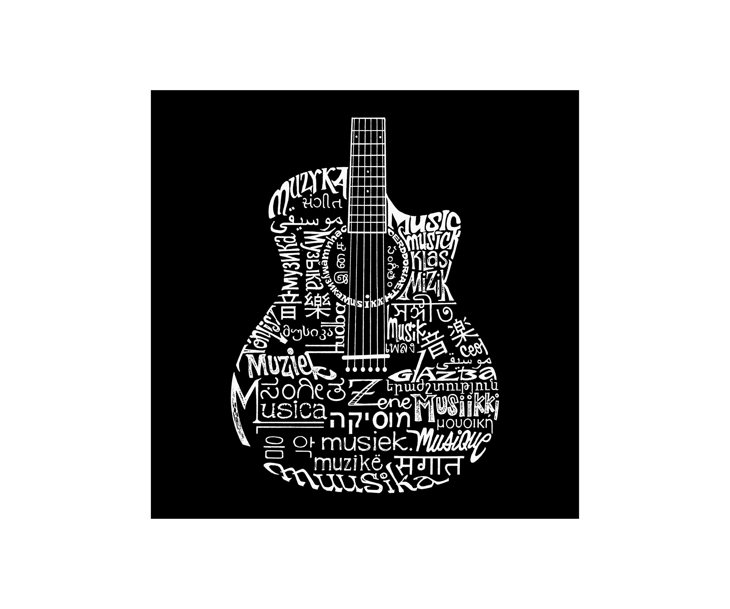 Word Art Hooded Sweatshirt - Languages Guitar