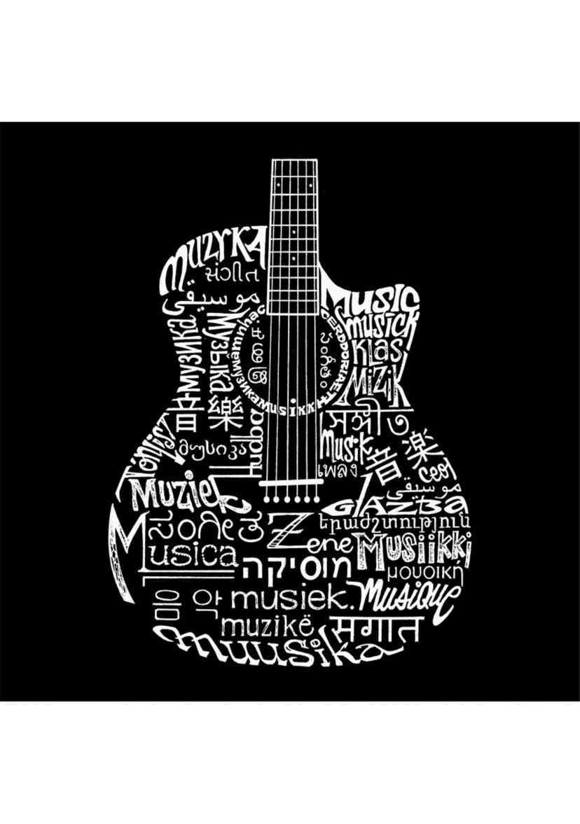Word Art Hooded Sweatshirt - Languages Guitar