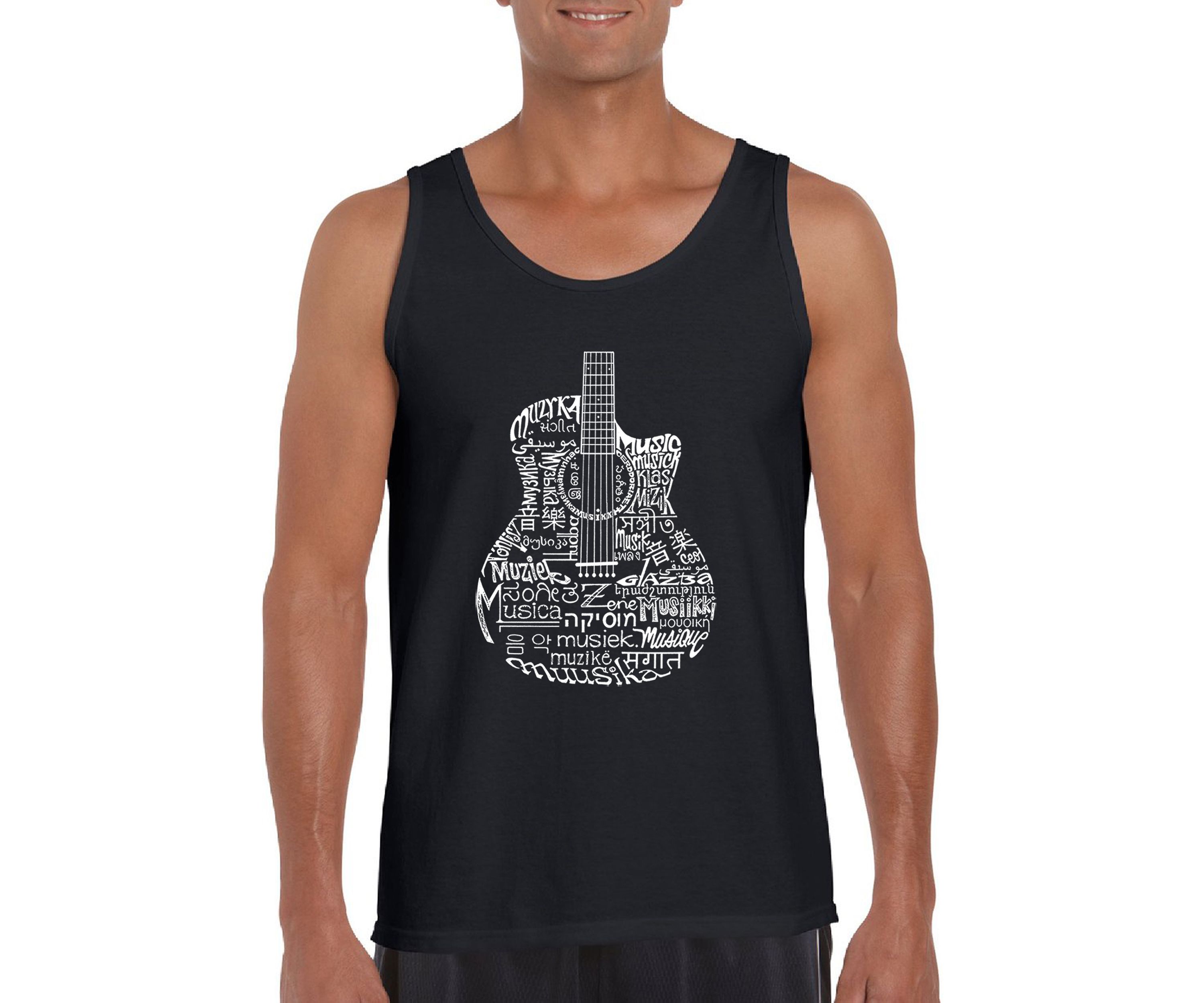 Word Art Tank Top - Languages Guitar
