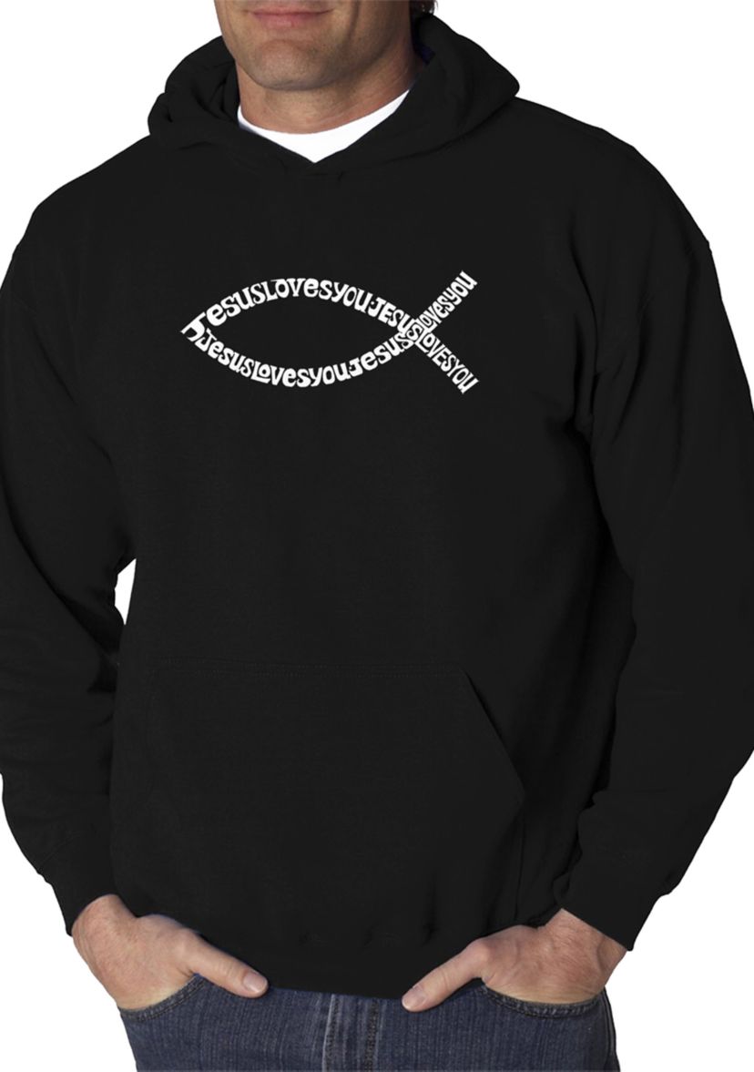 Word Art Hooded Graphic Sweatshirt - Jesus Loves You