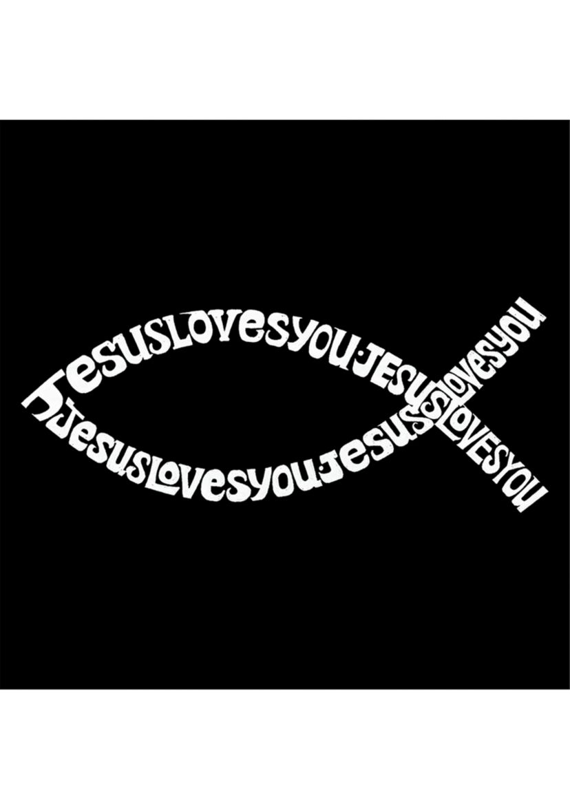 Word Art Hooded Graphic Sweatshirt - Jesus Loves You