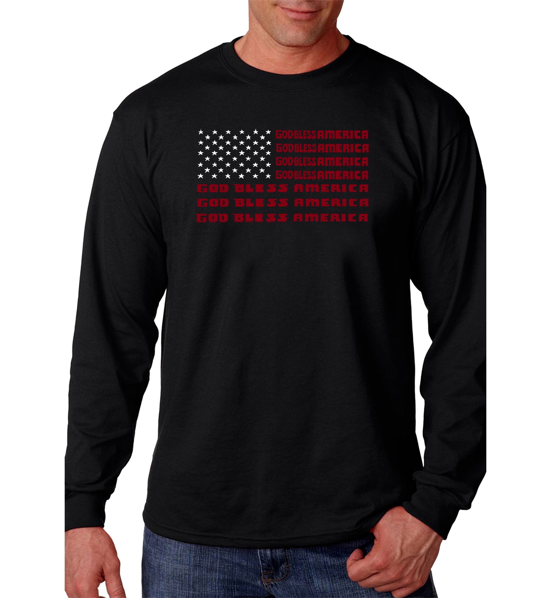 Word Art Long Sleeve T-shirt - God Bless America