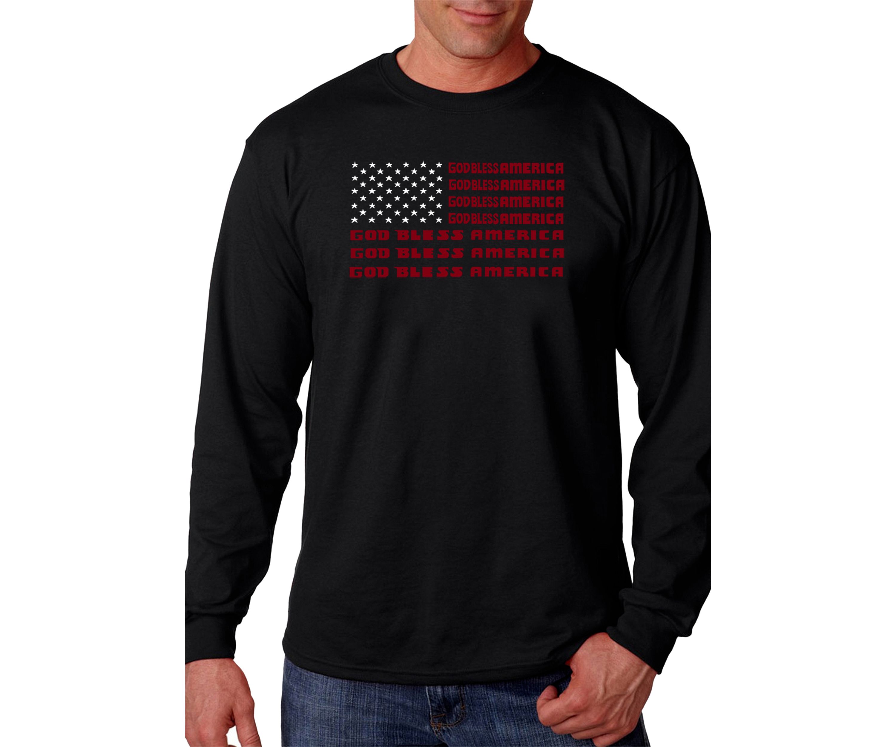 Word Art Long Sleeve T-shirt - God Bless America