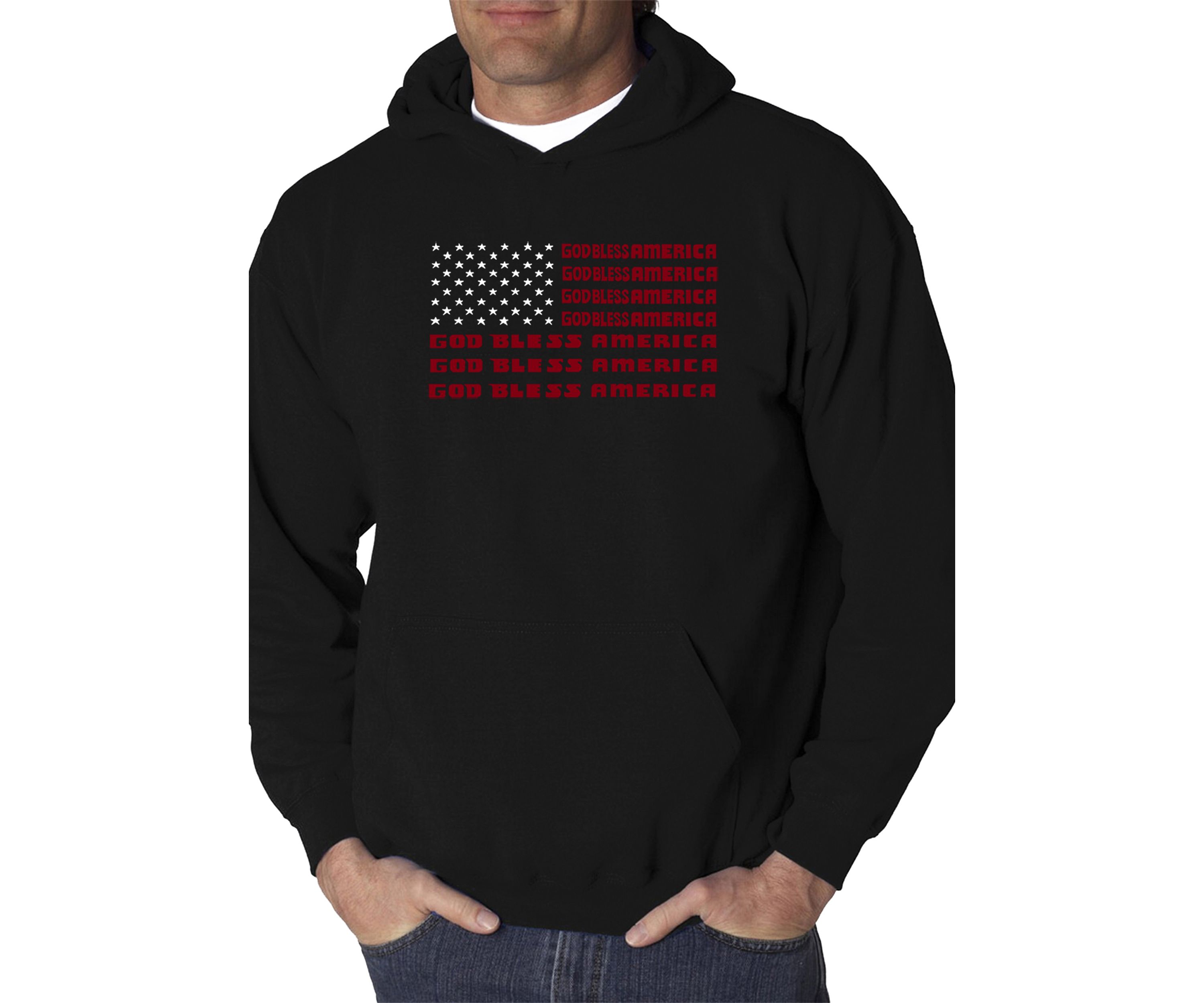 Word Art Hooded Graphic Sweatshirt - God Bless America