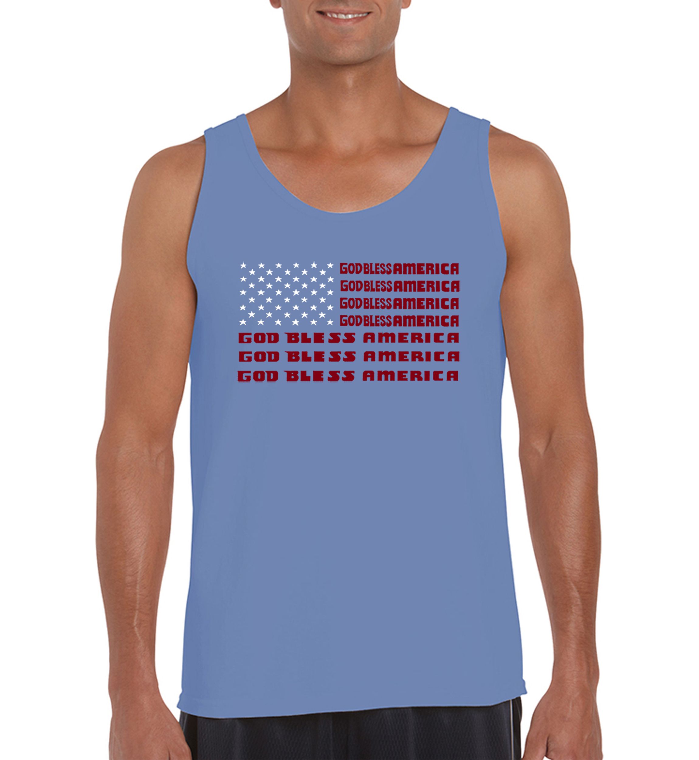 Word Art Graphic Tank Top - God Bless America