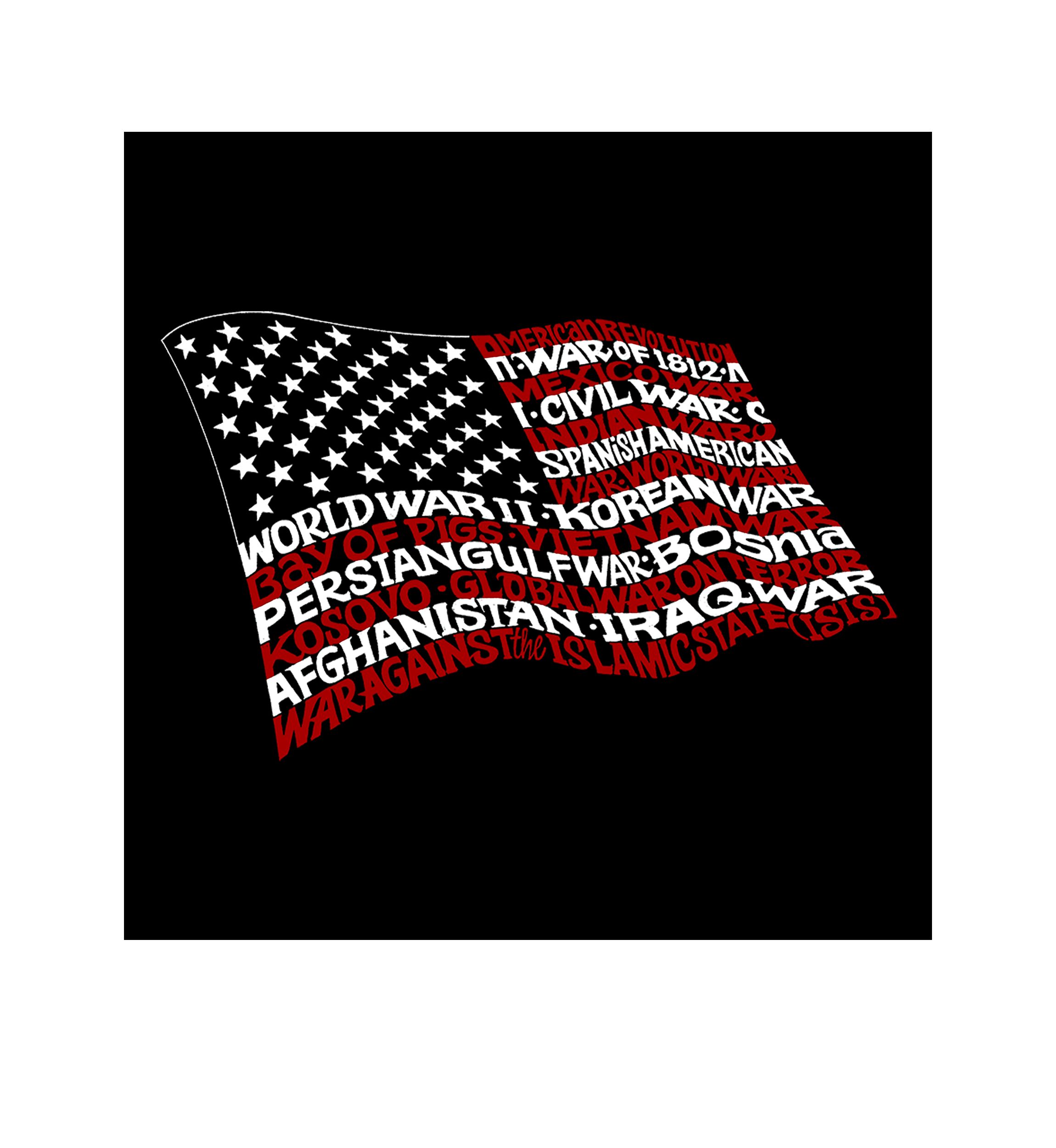 Word Art Long Sleeve T-Shirt - American Wars Tribute Flag