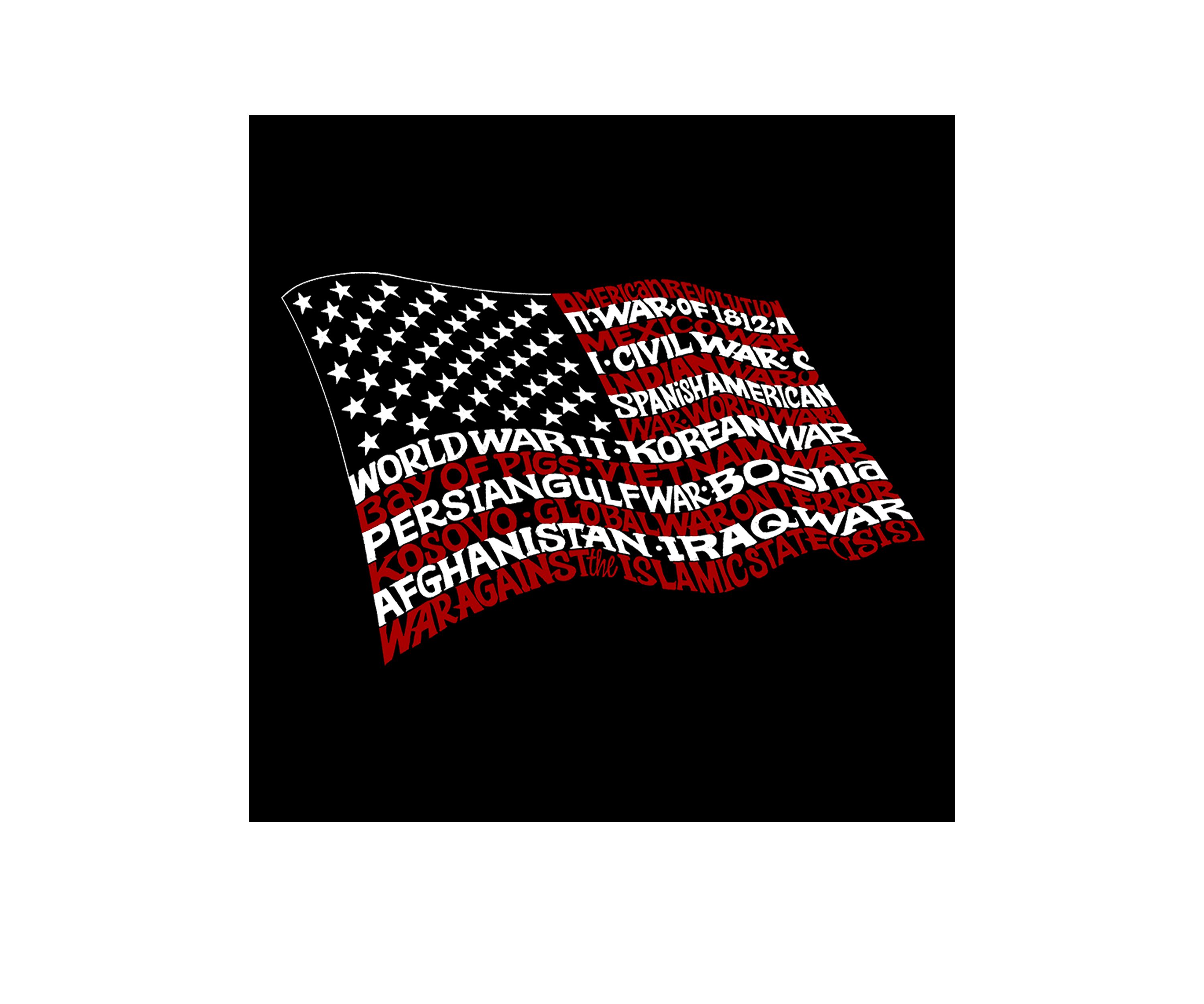 Word Art Long Sleeve T-Shirt - American Wars Tribute Flag