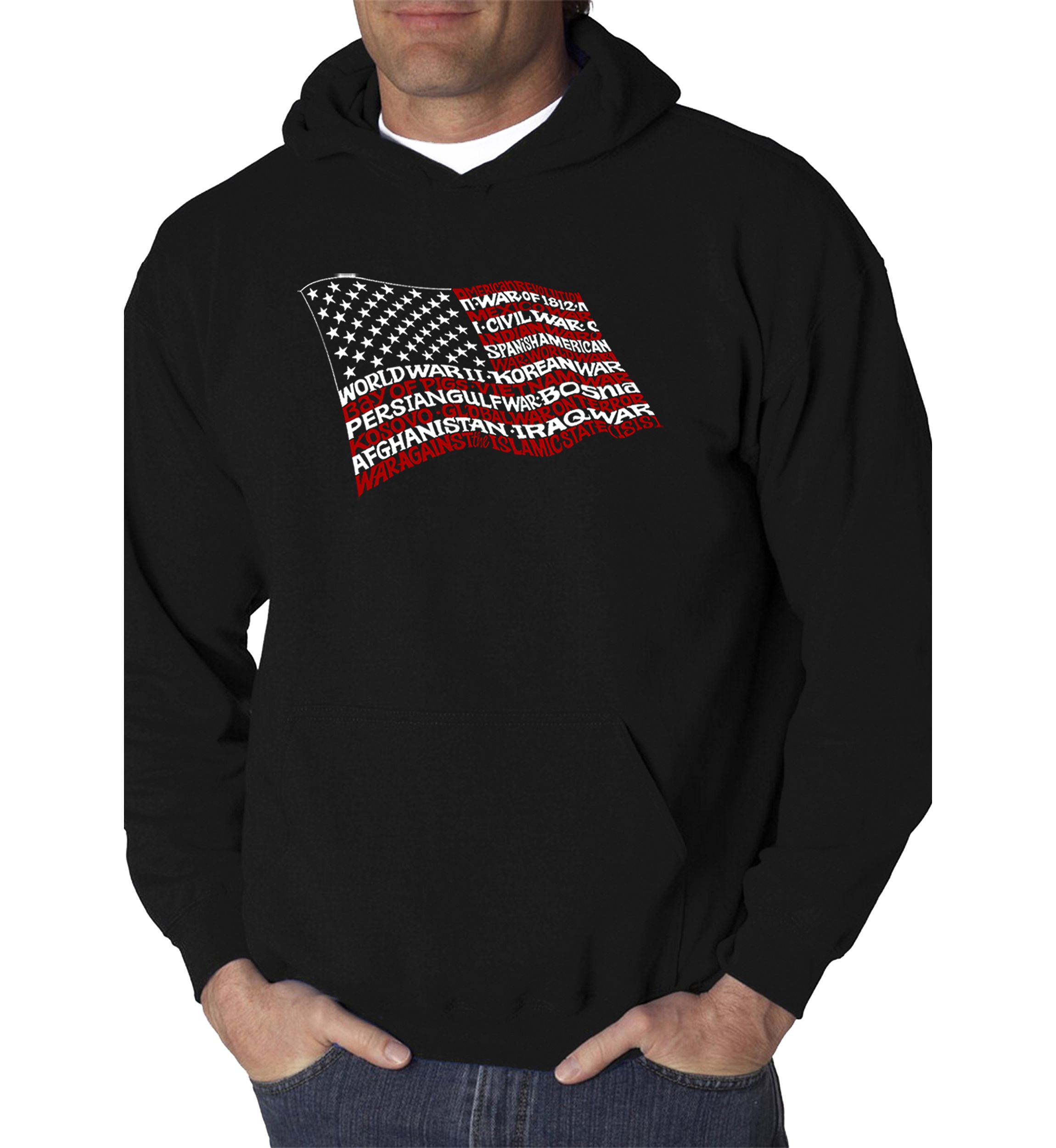 Word Art Hooded Sweatshirt - American Wars Tribute Flag