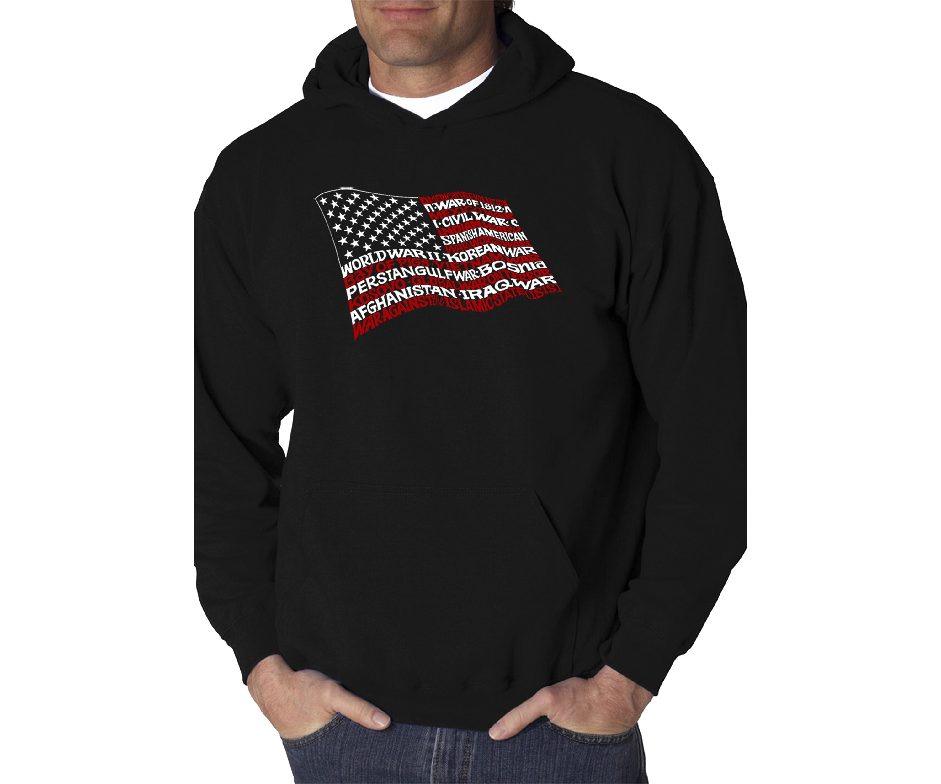 Word Art Hooded Sweatshirt - American Wars Tribute Flag