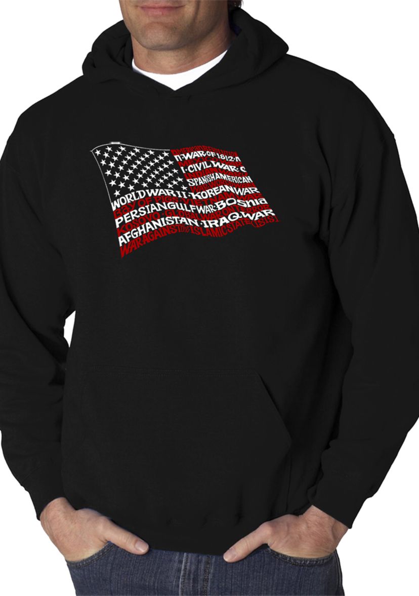 Word Art Hooded Sweatshirt - American Wars Tribute Flag