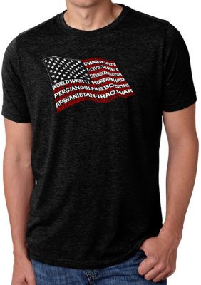 LA Pop Art Men's Premium Blend Word Art T-Shirt - American Wars Tribute Flag, Black, XL