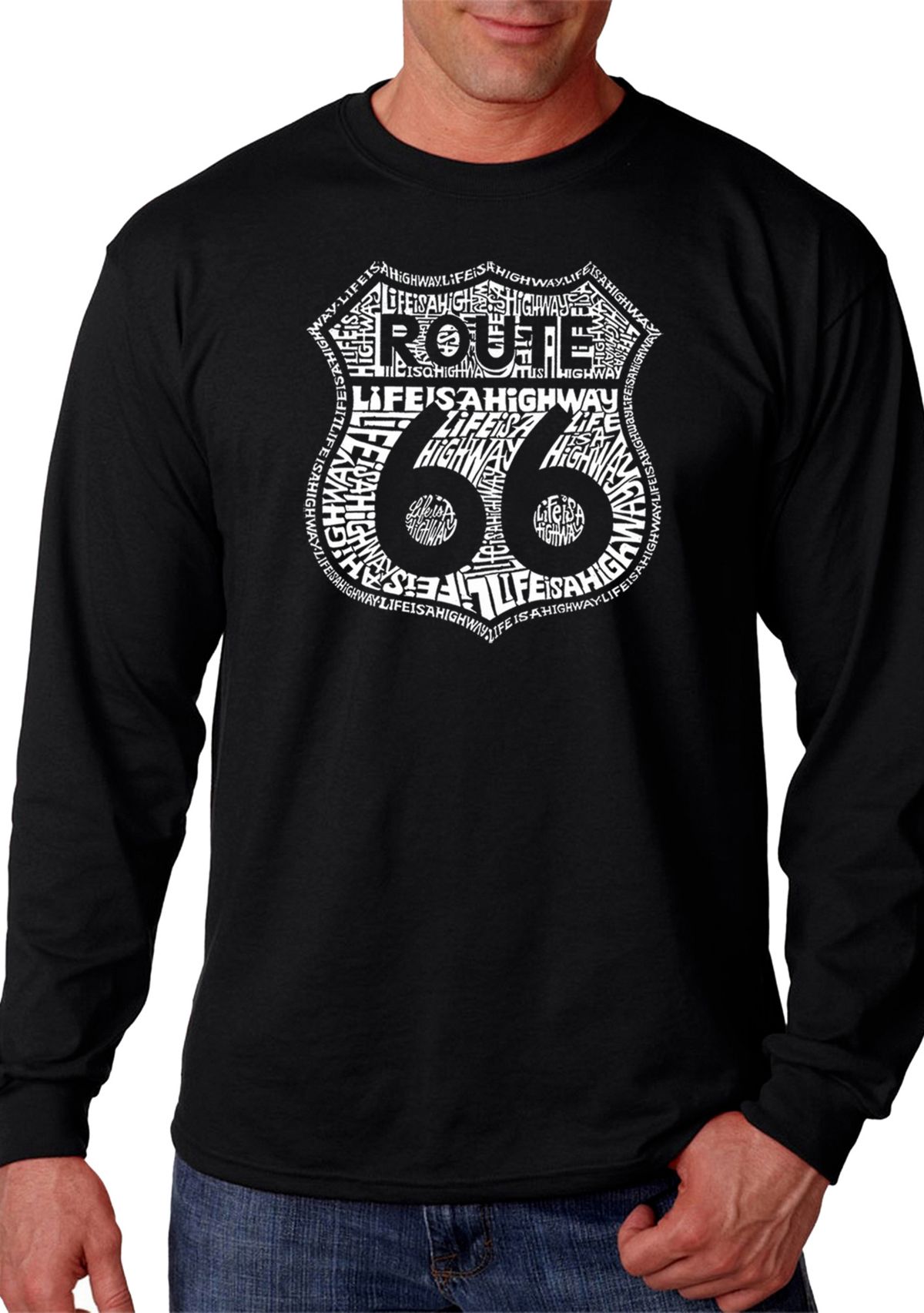 Word Art Long Sleeve T-Shirt - Route 66 - Life is a Highway