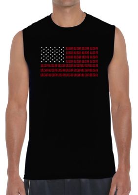 Word Art Graphic USA Flag Sleeveless T-Shirt