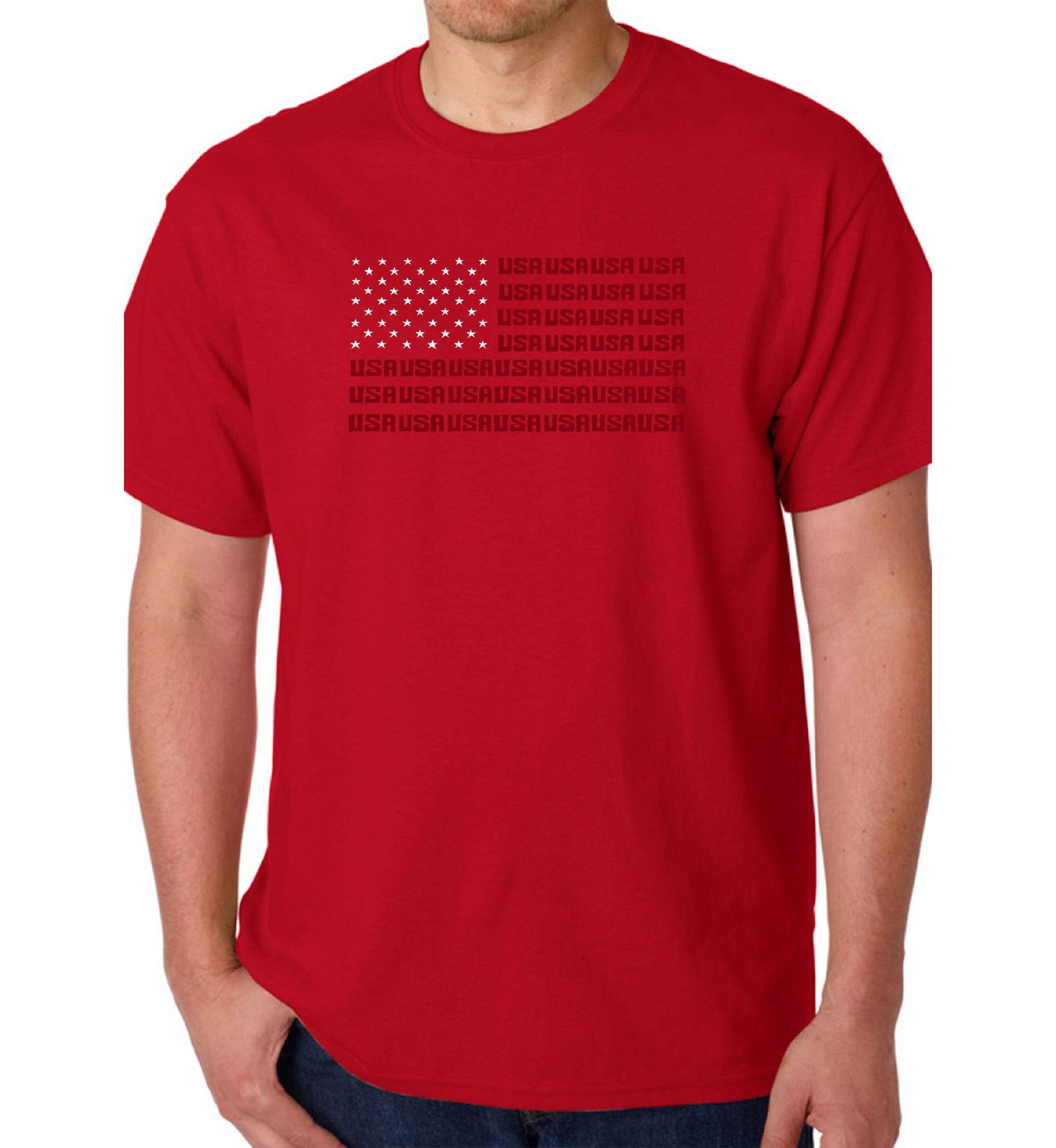 Word Art Graphic USA Flag T-Shirt