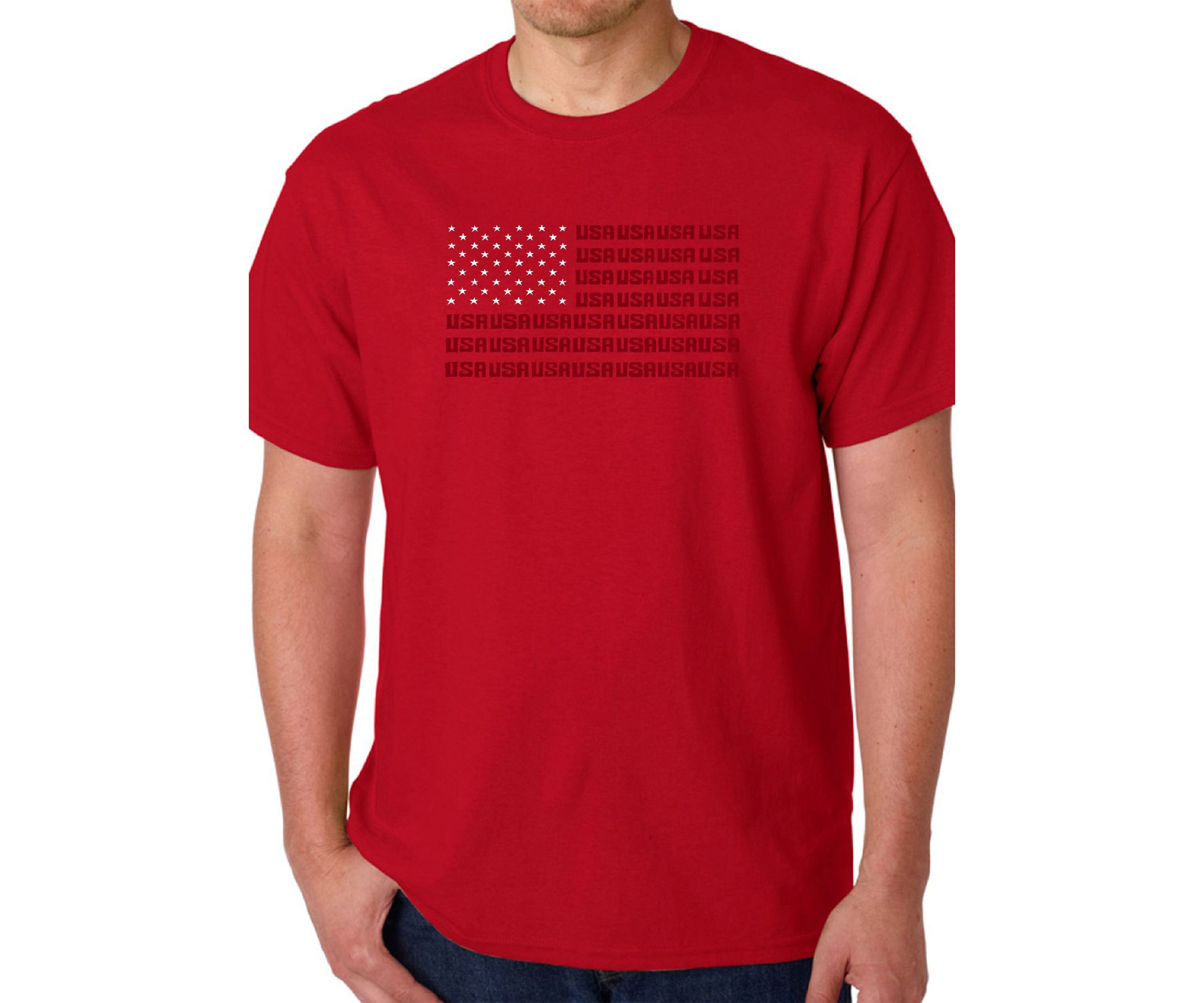 Word Art Graphic USA Flag T-Shirt