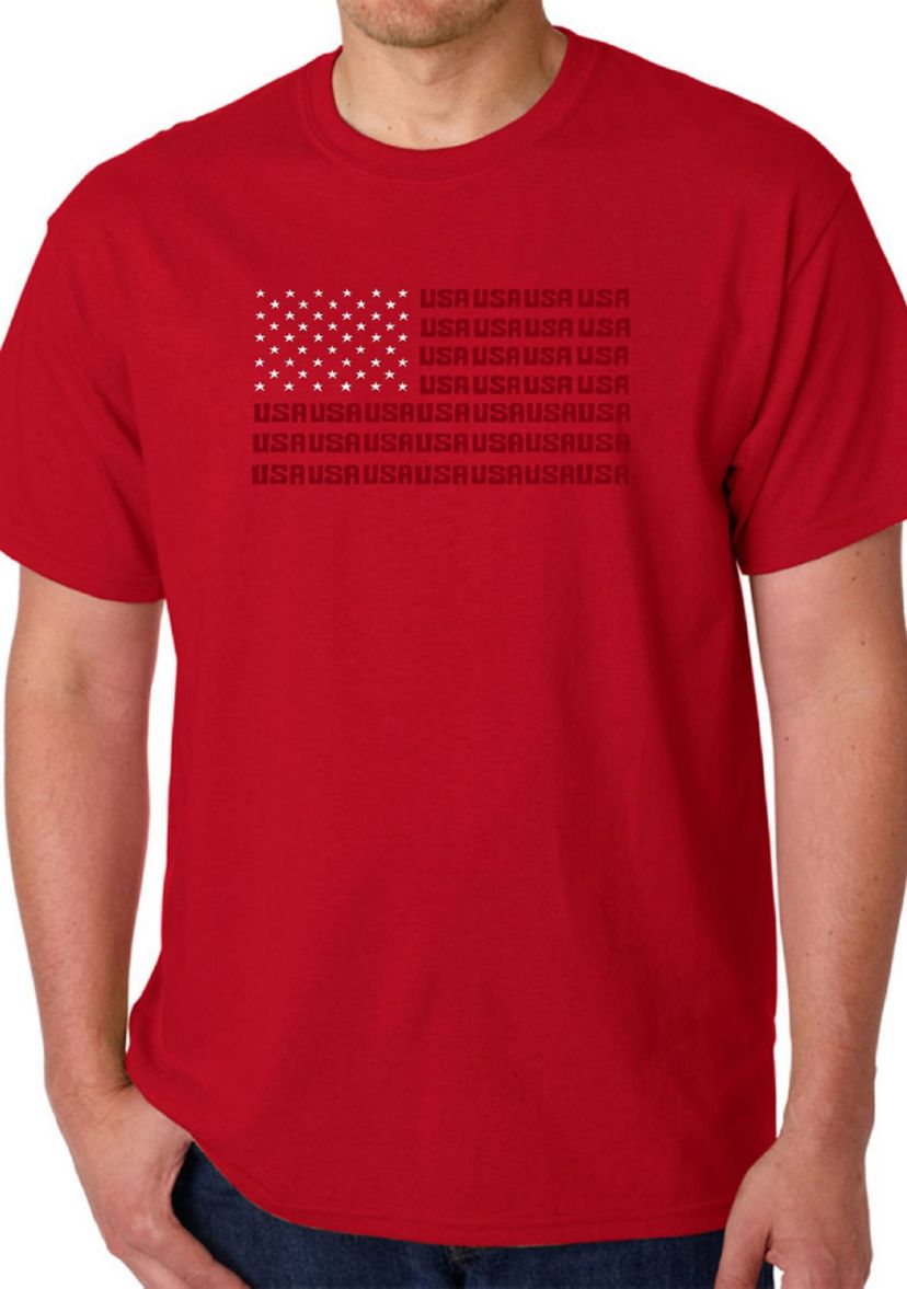 Word Art Graphic USA Flag T-Shirt