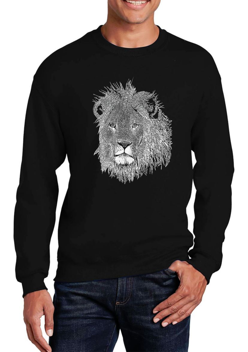 Word Art Graphic Lion Crewneck Sweatshirt