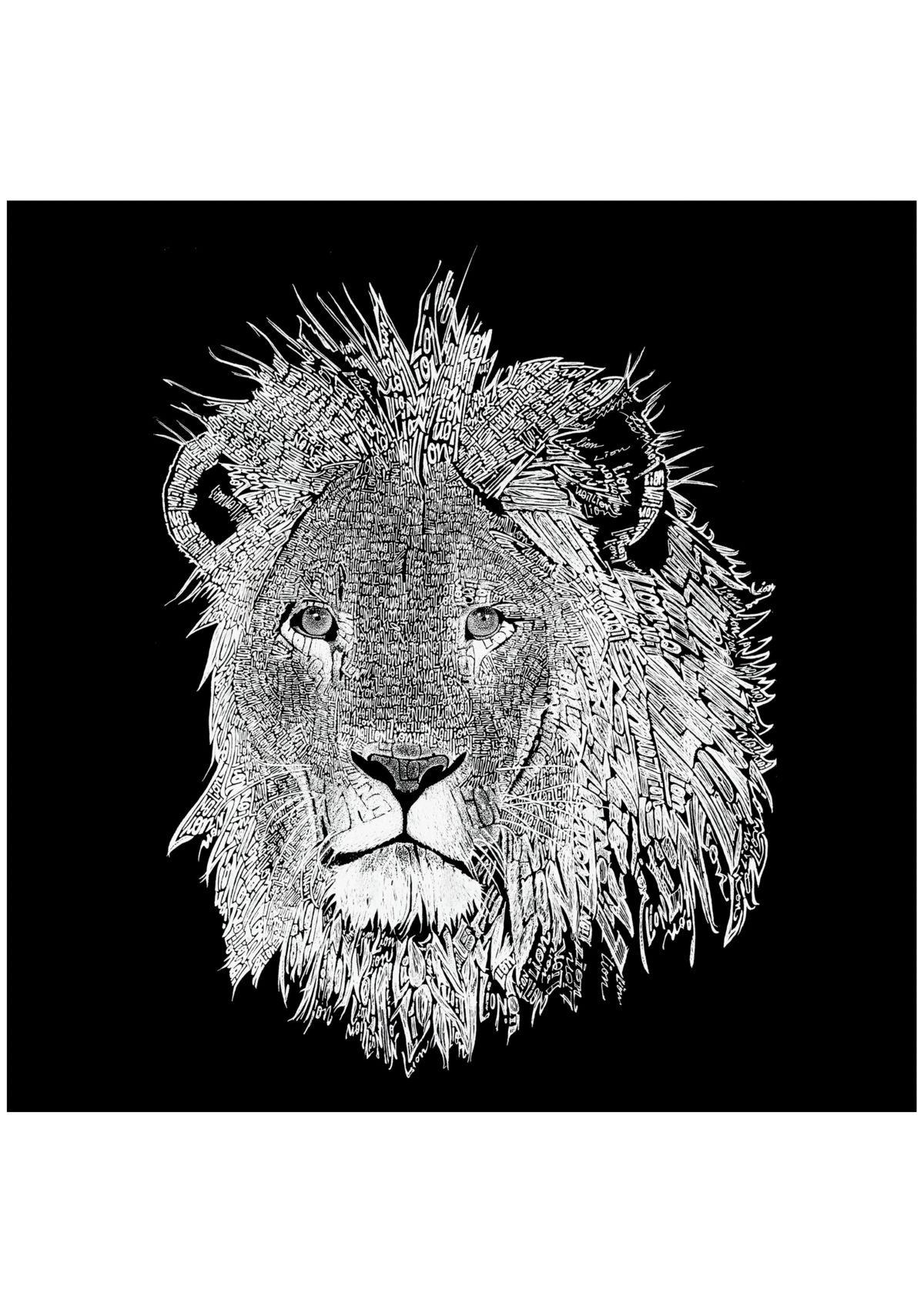 Word Art Graphic Lion Crewneck Sweatshirt