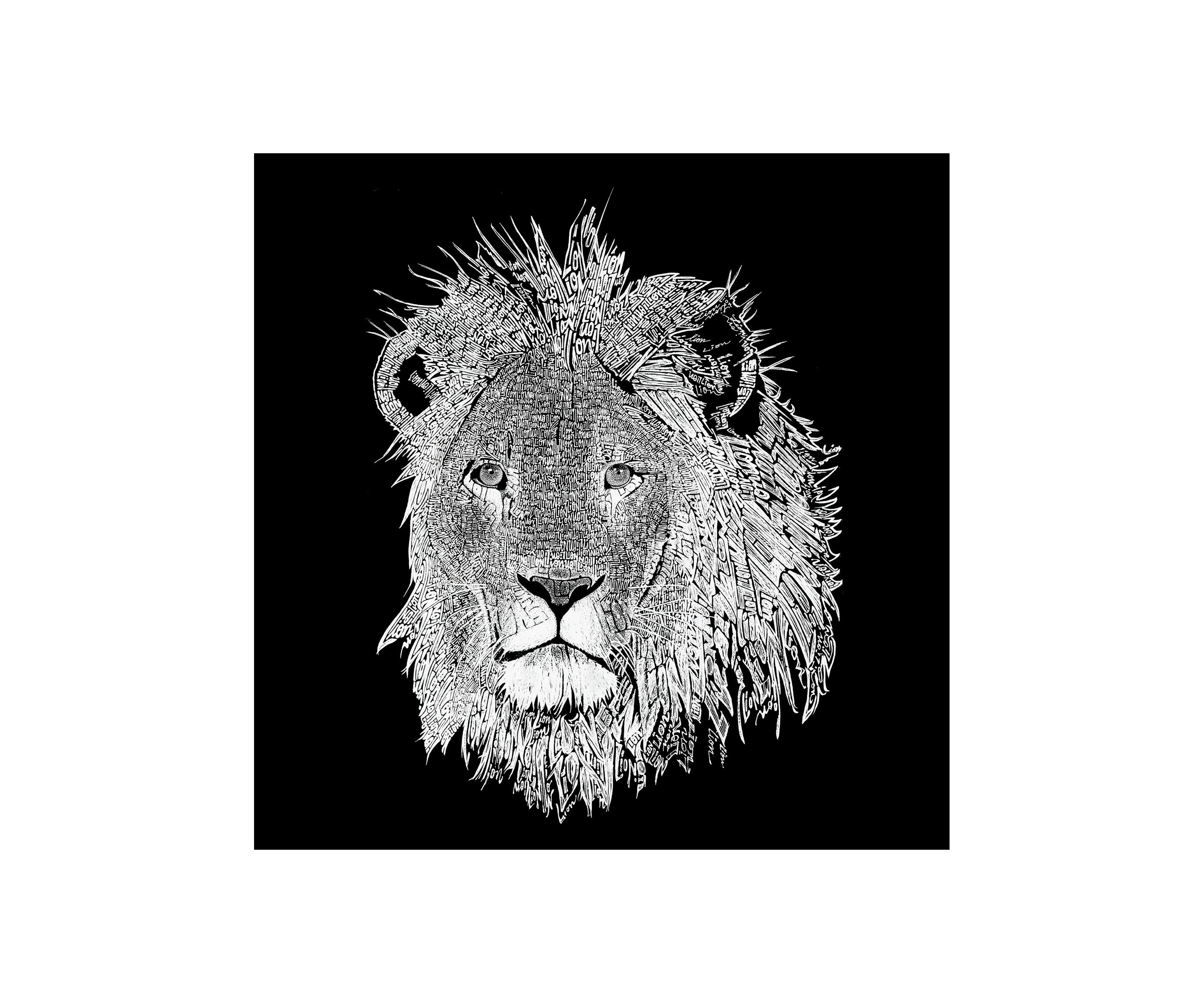Word Art Graphic Lion Crewneck Sweatshirt
