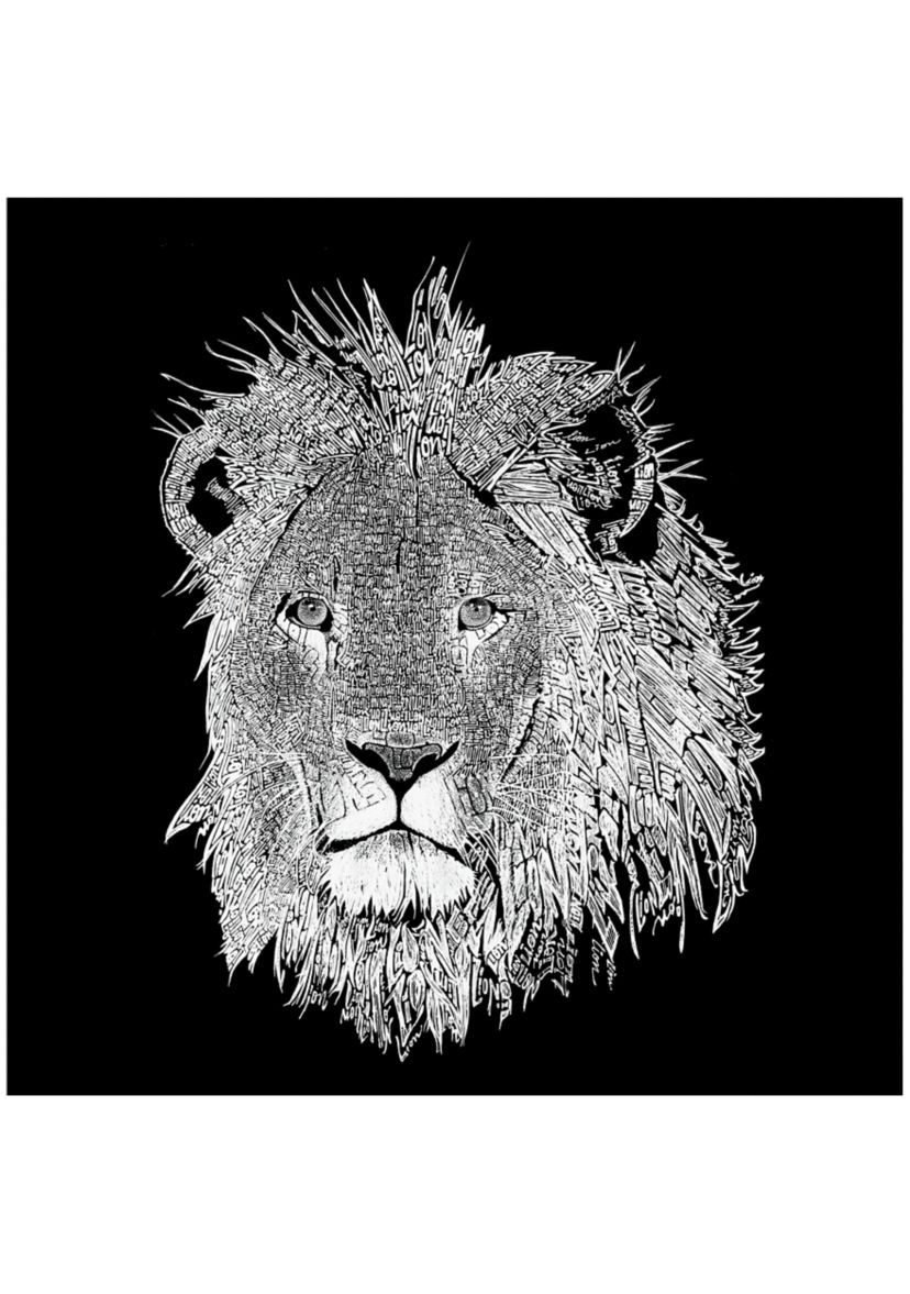Word Art Graphic Lion Crewneck Sweatshirt