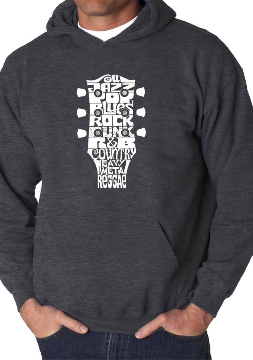 Word Art Graphic Guitar Head Music Genres Hooded Sweatshirt