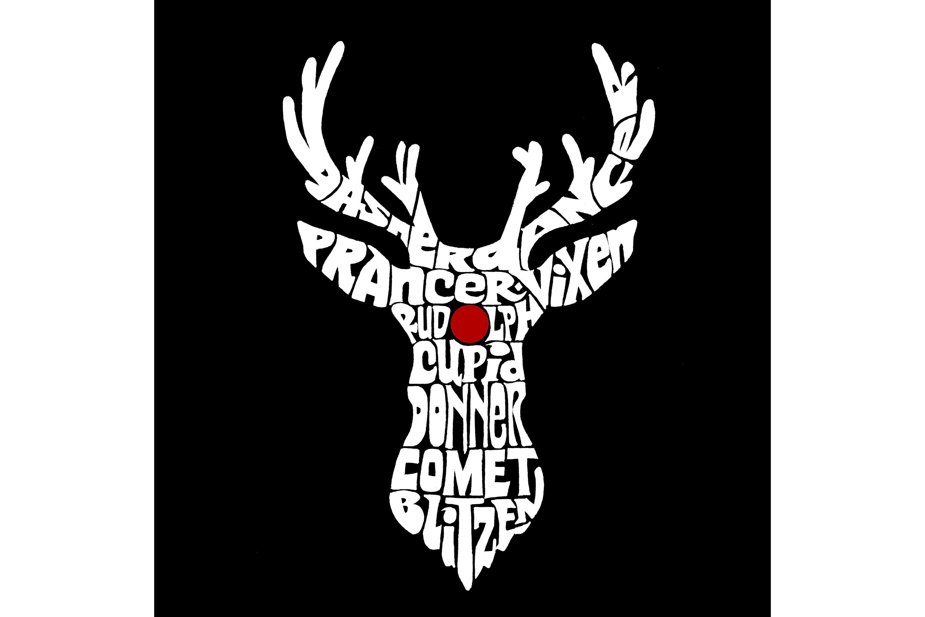 Mens Word Art T-shirt - Santas Reindeer