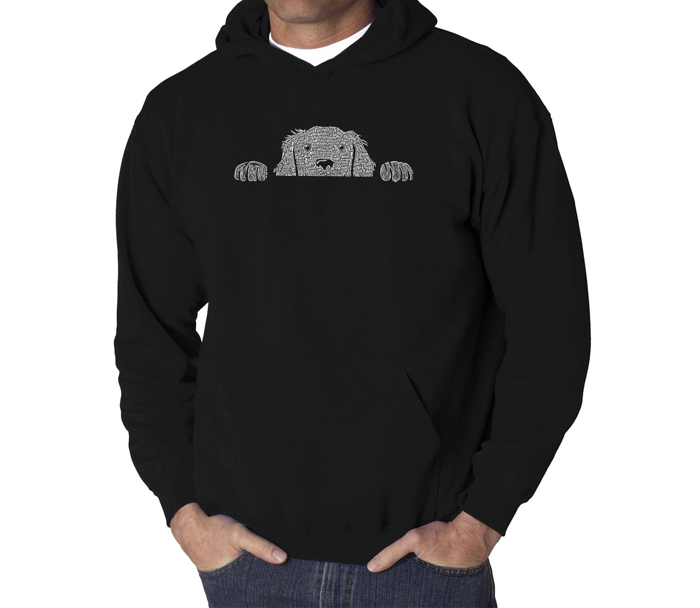 Mens Word Art Hooded Sweatshirt - Peeking Dog
