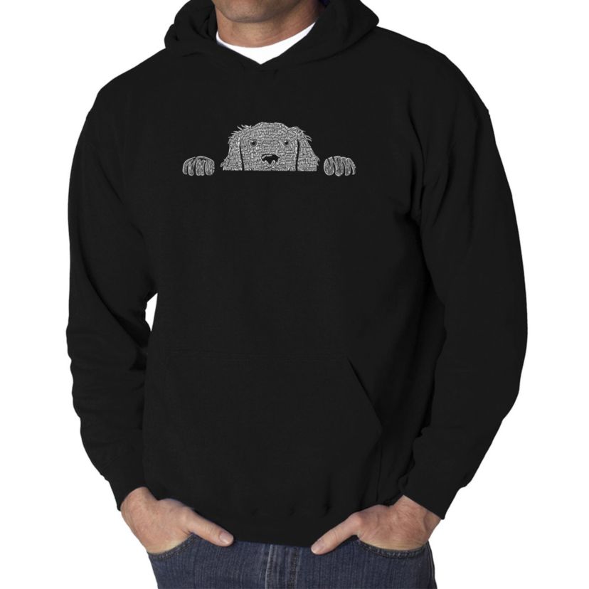 Mens Word Art Hooded Sweatshirt - Peeking Dog
