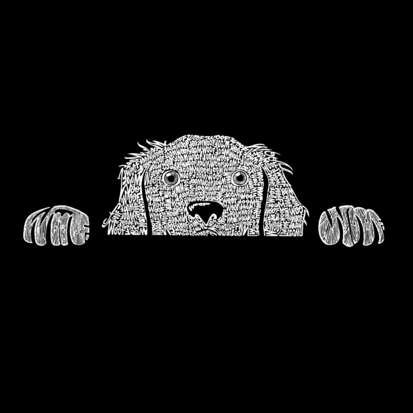 Mens Word Art Hooded Sweatshirt - Peeking Dog