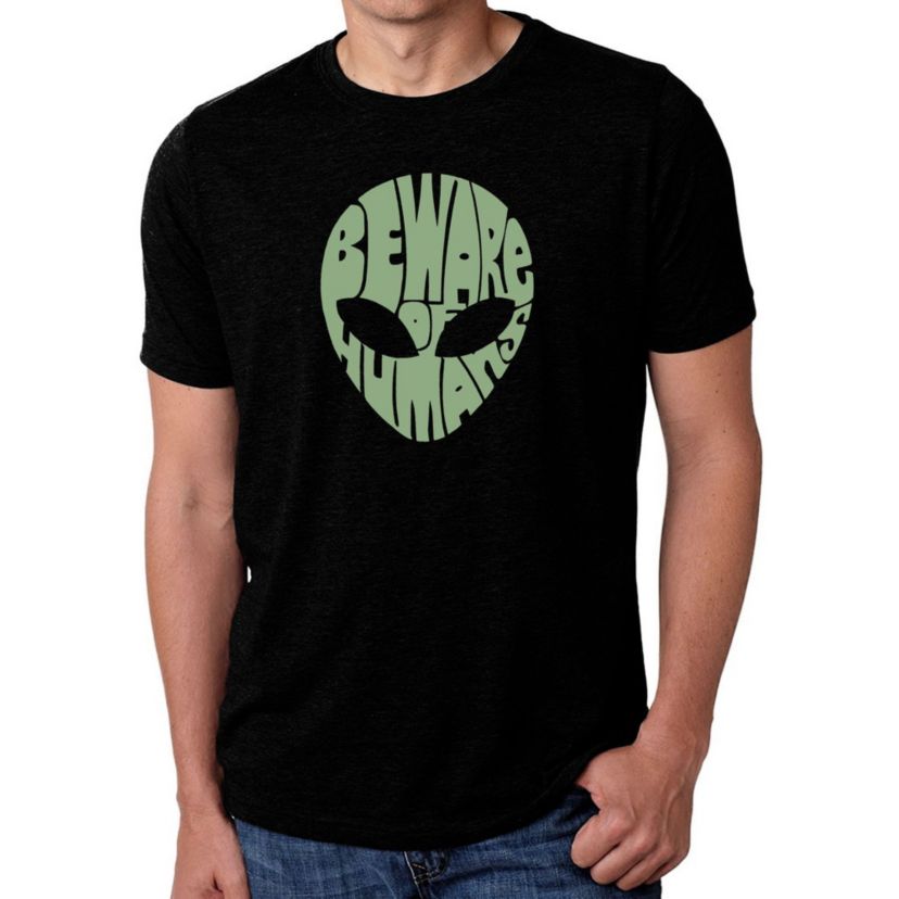Mens Premium Blend Word Art T-shirt - Beware of Humans