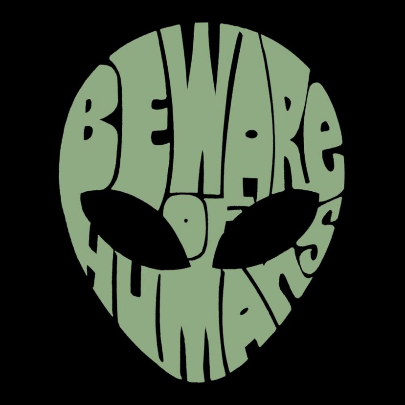 Mens Premium Blend Word Art T-shirt - Beware of Humans