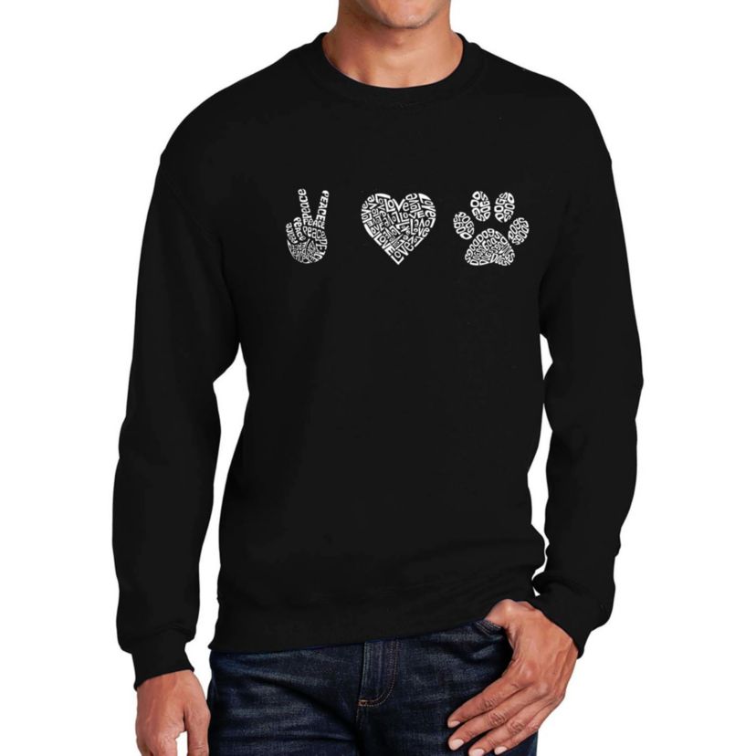 Mens Word Art Crewneck Sweatshirt - Peace Love Dogs