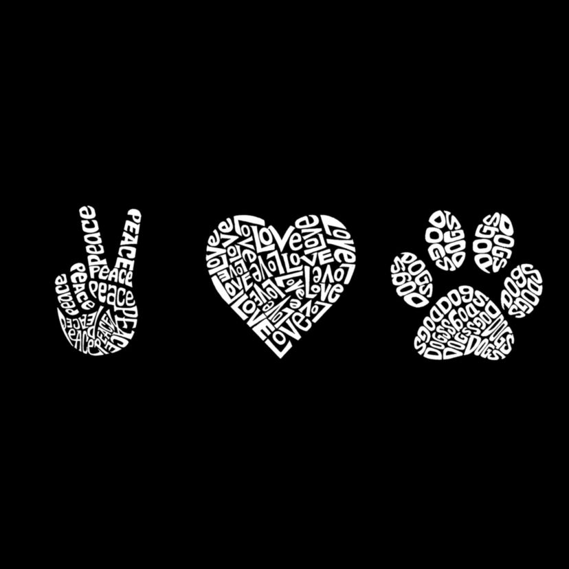 Mens Word Art Crewneck Sweatshirt - Peace Love Dogs
