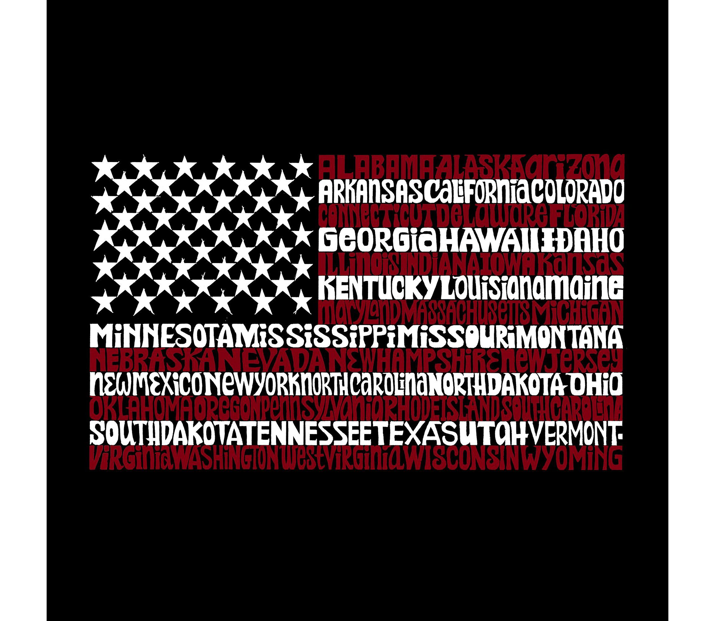 Mens Word Art Hooded Sweatshirt - 50 States USA Flag