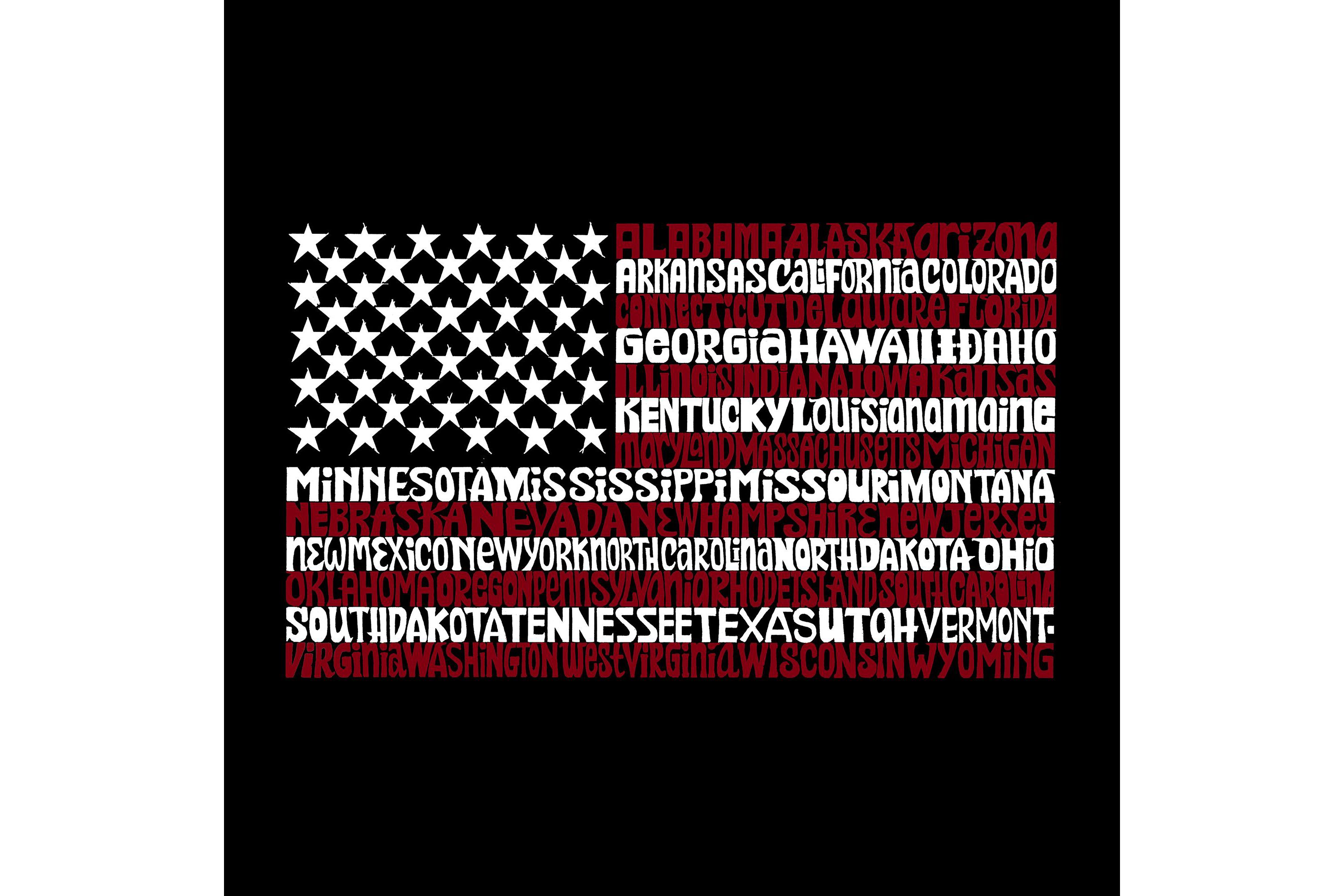 Mens Word Art T-shirt - 50 States USA Flag